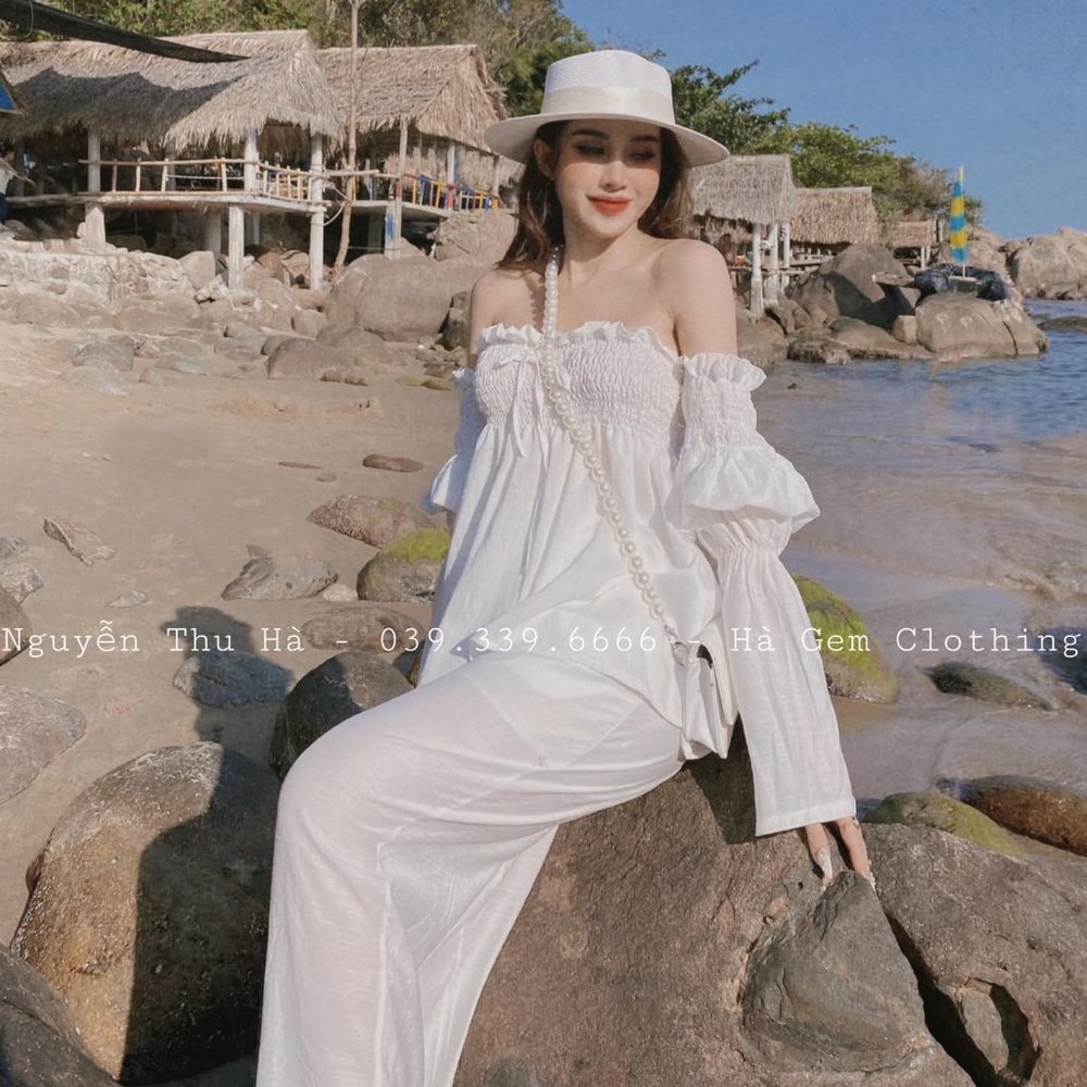 Off shoulder top and matching pants 2 piece set